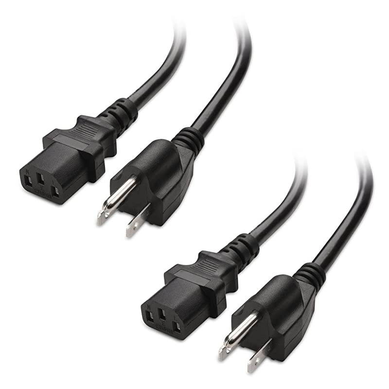 2Pack 16 AWG Heavy Duty 3 Prong Computer Monitor Power Cord in 6 Feet NEMA 515P to IEC C13