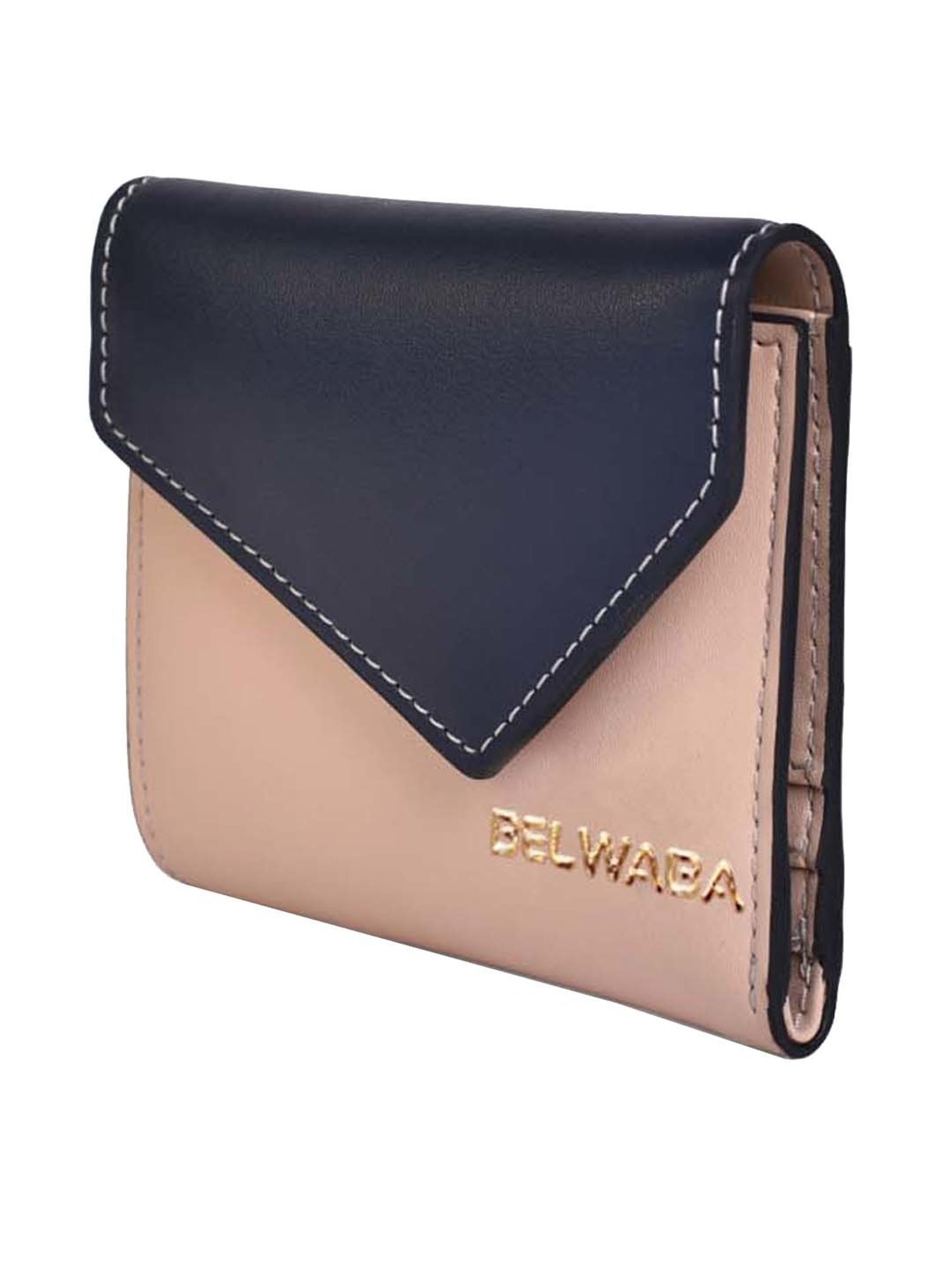 BELWABA Pink Color Block Tri-Fold Wallet for Women
