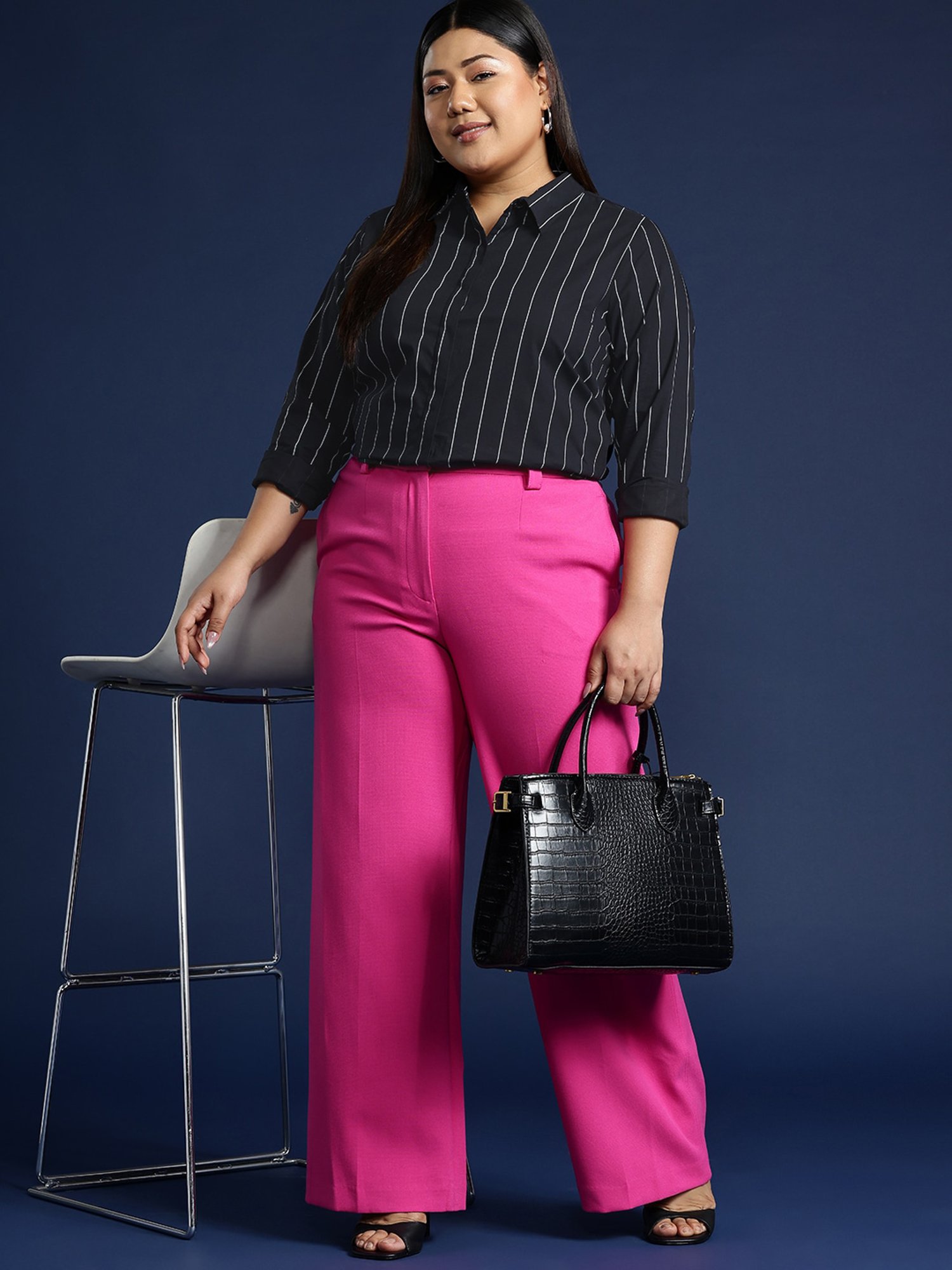 Hancock Black Cotton Striped Shirt