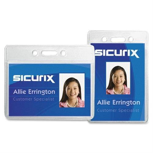 SICURIX Vinyl Punched ID Badge Holders - Horizontal - Horizontal - 2.5" x 3.5" x - Vinyl - 50 / Pack - Clear