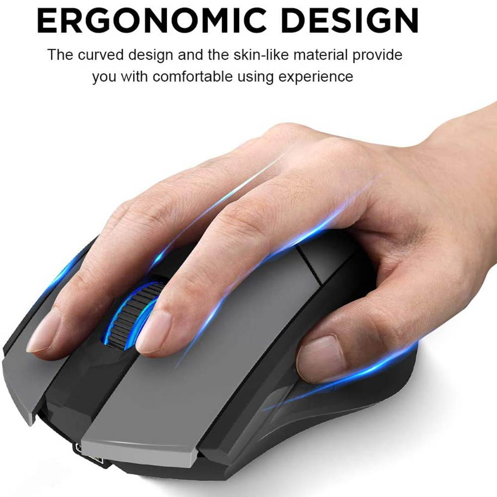 Bluetooth Mouse, Inphic Multi-Device Silent Rechargeable Bluetooth Wireless Mouse (Tri-Mode: BT 5.0/3.0+2.4G), 1600DPI Ergonomic Portable Mouse for Laptop PC Computer,Windows Mac OS