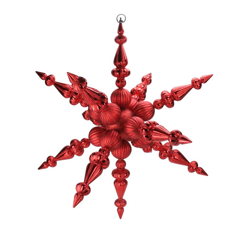 Vickerman 30" Red Shatterproof 3-Finish Radical 3D Snowflake Christmas Ornament