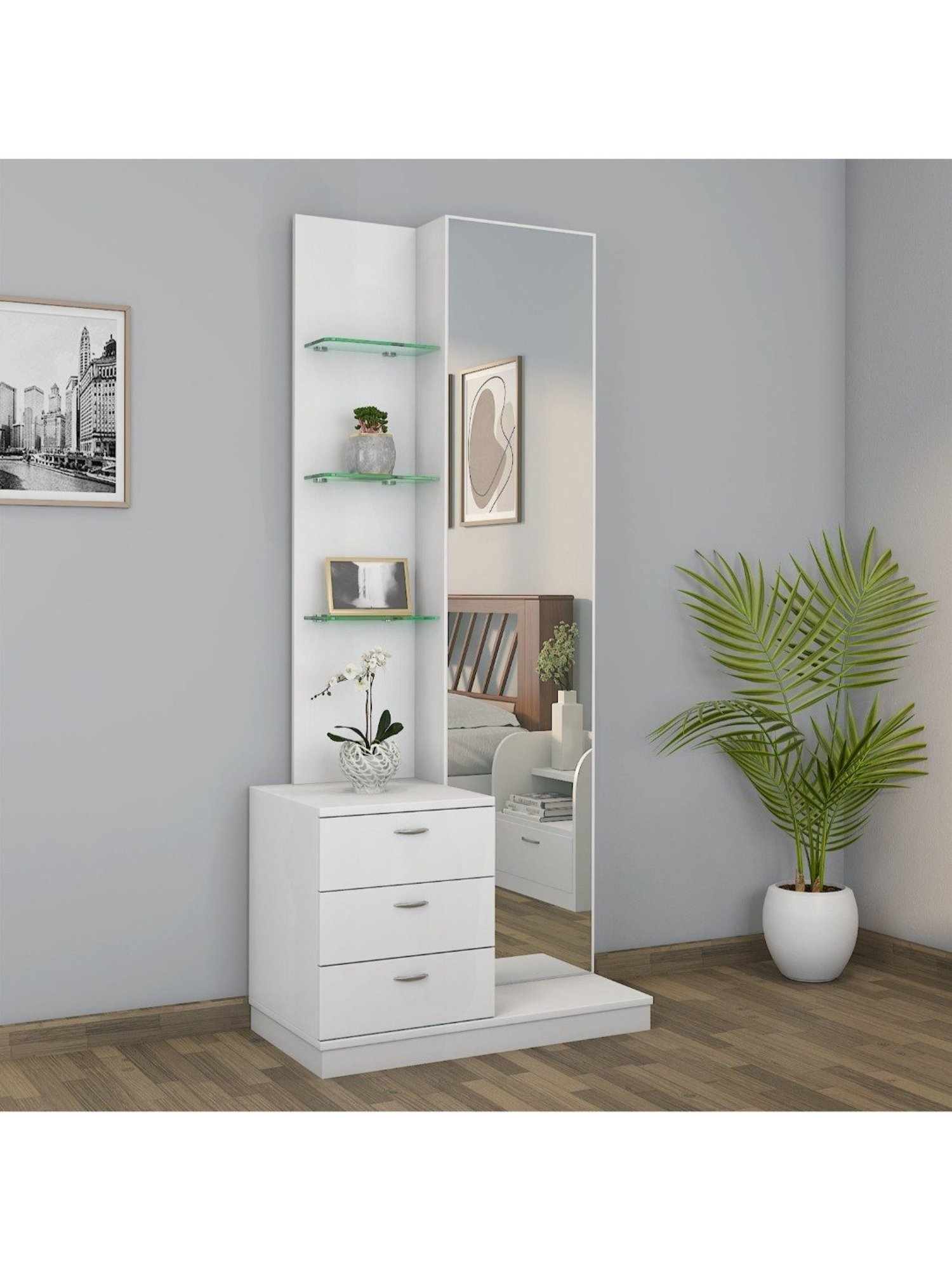 Godrej Interio Aero Valigny Oak Engineered Wood Standerd Dressing Table