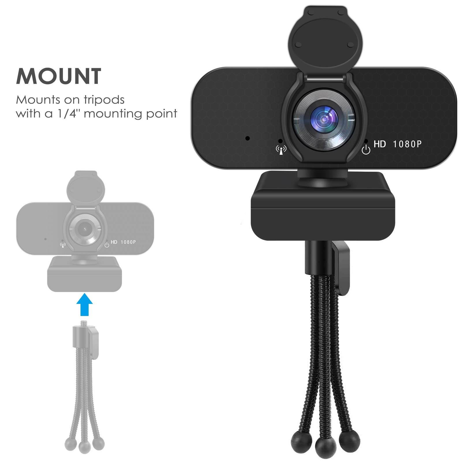 Webcam, USB HD 1080p Web Camera, PC Computer Webcam with Tripod,Microphone.Laptop Desktop HD Camera Video 110&deg;Widescreen,Webcam, Pro Streaming Webcam for Recording, Calling, Conferencing, Gaming