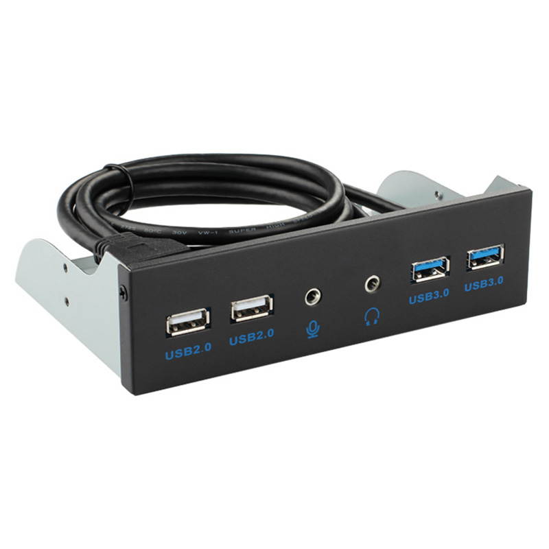 5.25 Inch Front Panel 4 Ports USB Hub w/ HD Audio Output Port & Microphone Input,2 Port USB 3.0 & 2 Ports USB 2.0 Hub w/ Stereo Audio Mic 5.25" CD-ROM Bay Bracket