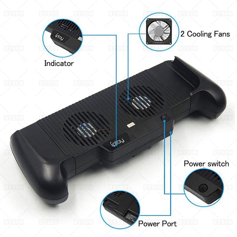 6000mAh Battery Charger Case for Nintendo Switch/Switch Lite, Portable Charger Shell Protective Case Stretchable Grip, Double Cooling Fans, Quick Charging Cooling Controller with Kickstand (Black)