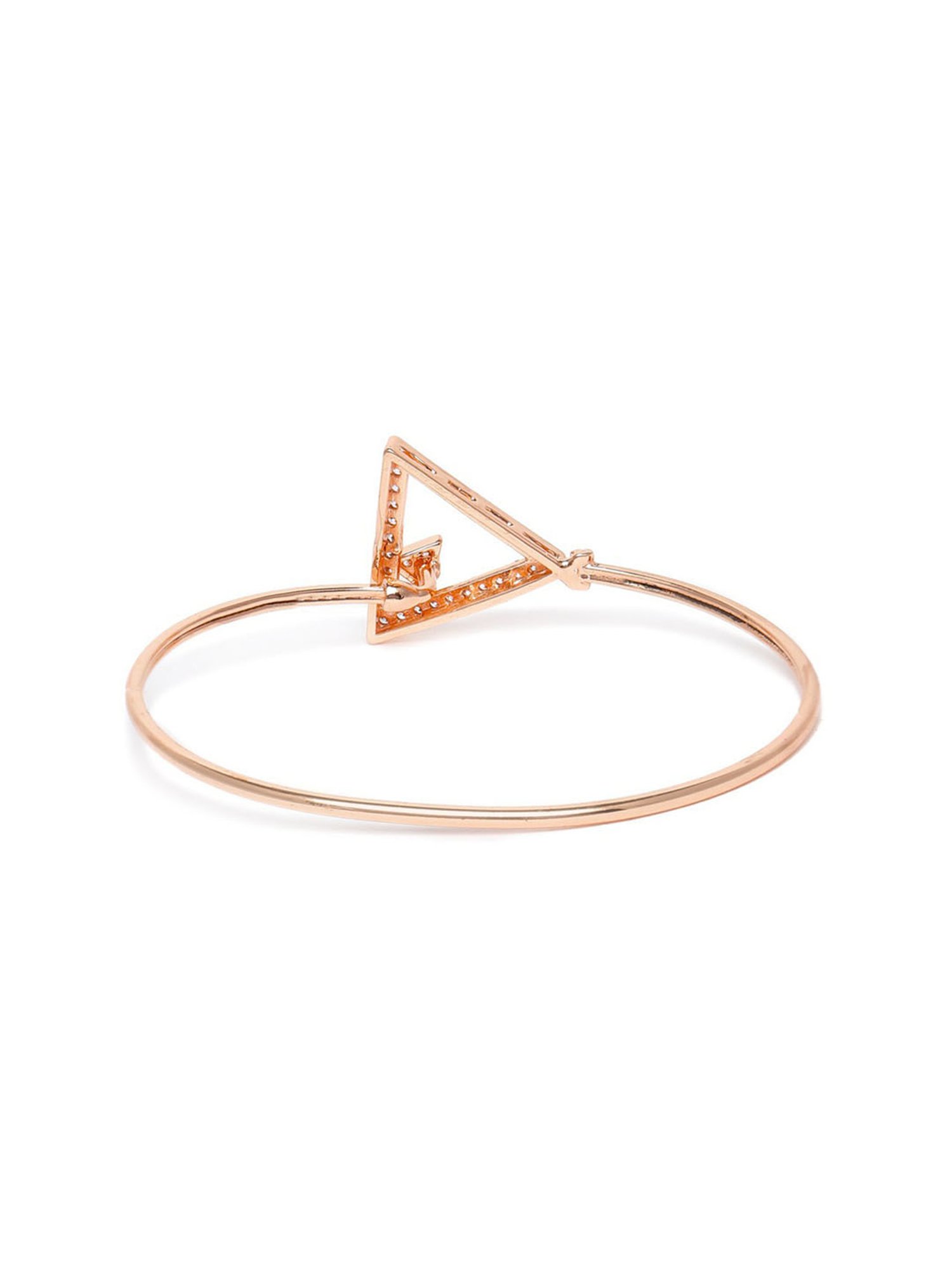 Zaveri Pearls Set of 2 Rose Gold Contemporary Cubic Zirconia Brass Kada Style Bracelet-ZPFK11104