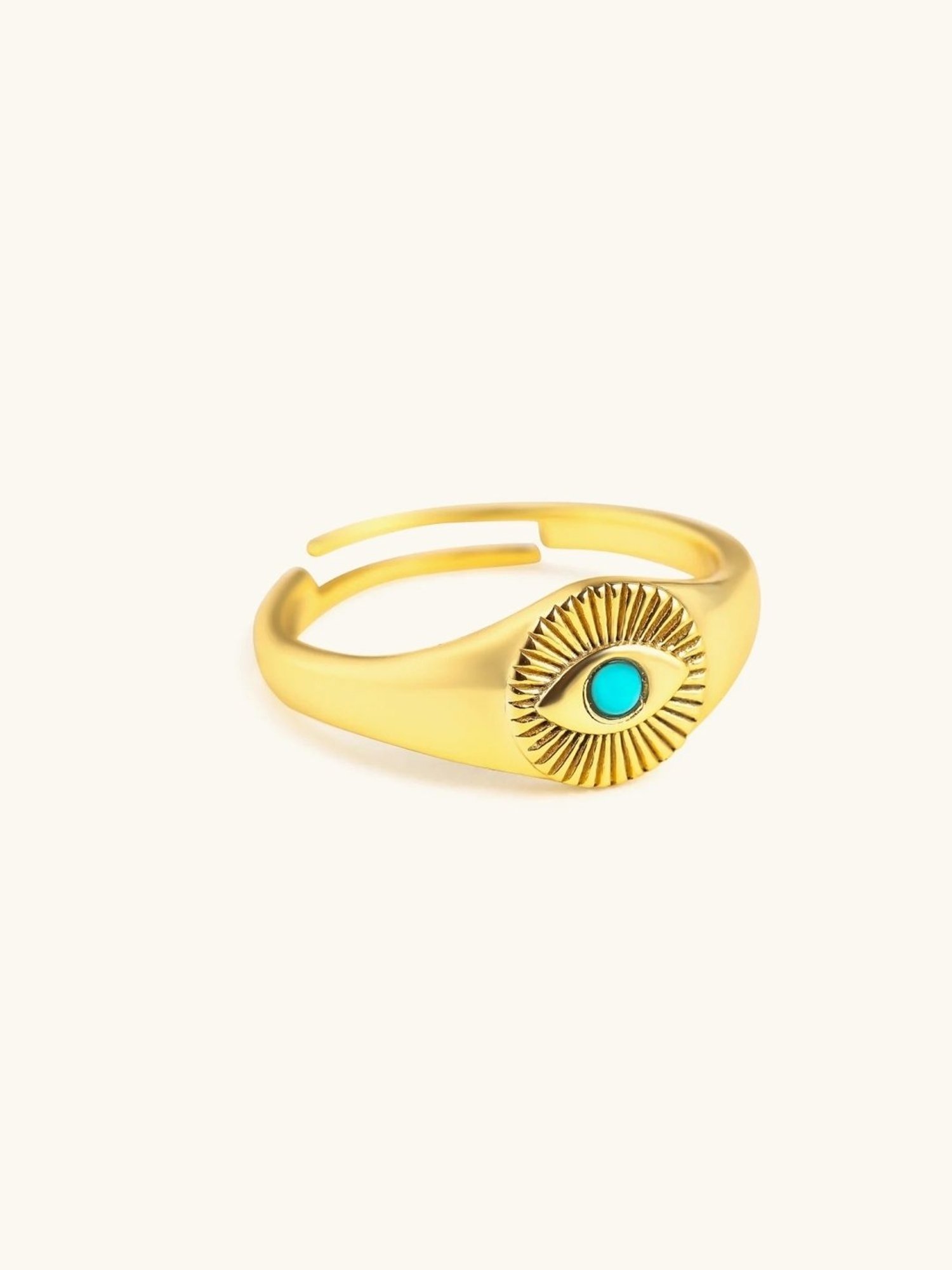 Mabel 92.5 Sterling Silver 18k Gold-Plated Evil Eye Signet Adjustable Ring