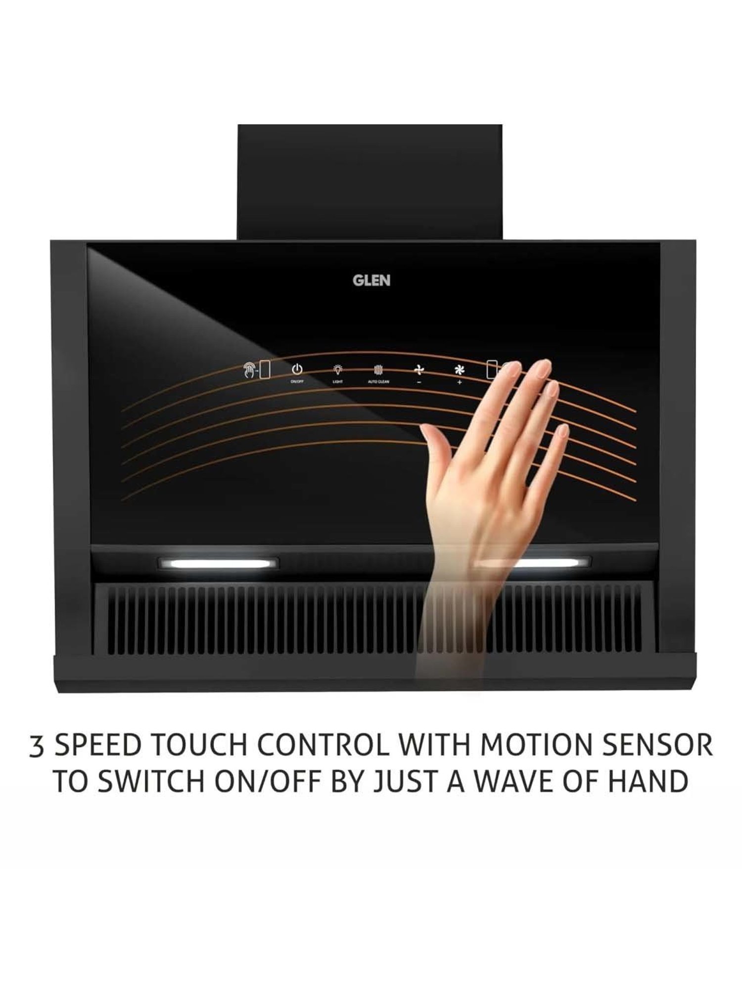 Glen CH6072SXAC75 1200CMH 75cm Wall Mounted Chimney (Black)