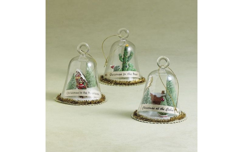 Ganz 4" Christmas At The Cabin Glass Dome Bell Christmas Ornament - Clear/Green