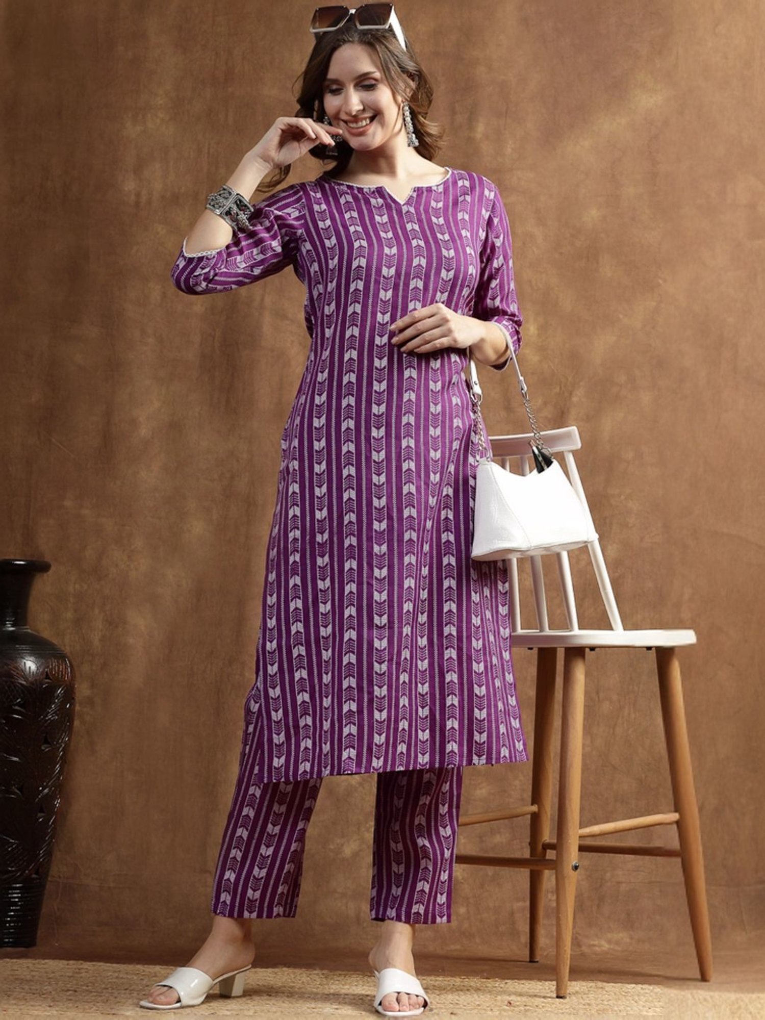 Stylum Violet Printed Kurta & Pant Set