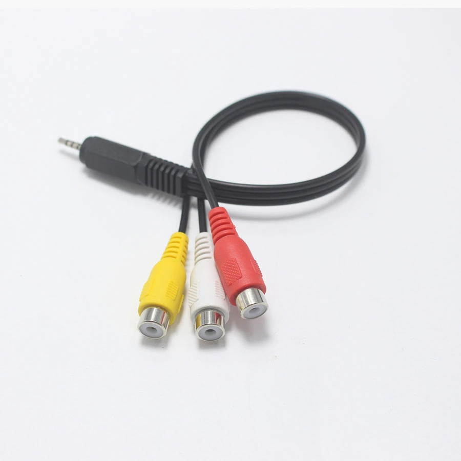 1pcs 2.5mm 4 Pole Male Plug to RCA Female AV Socket 2.5mm Stereo Music Audio Cable Cord AUX for Mp3 Pod TV 25cm