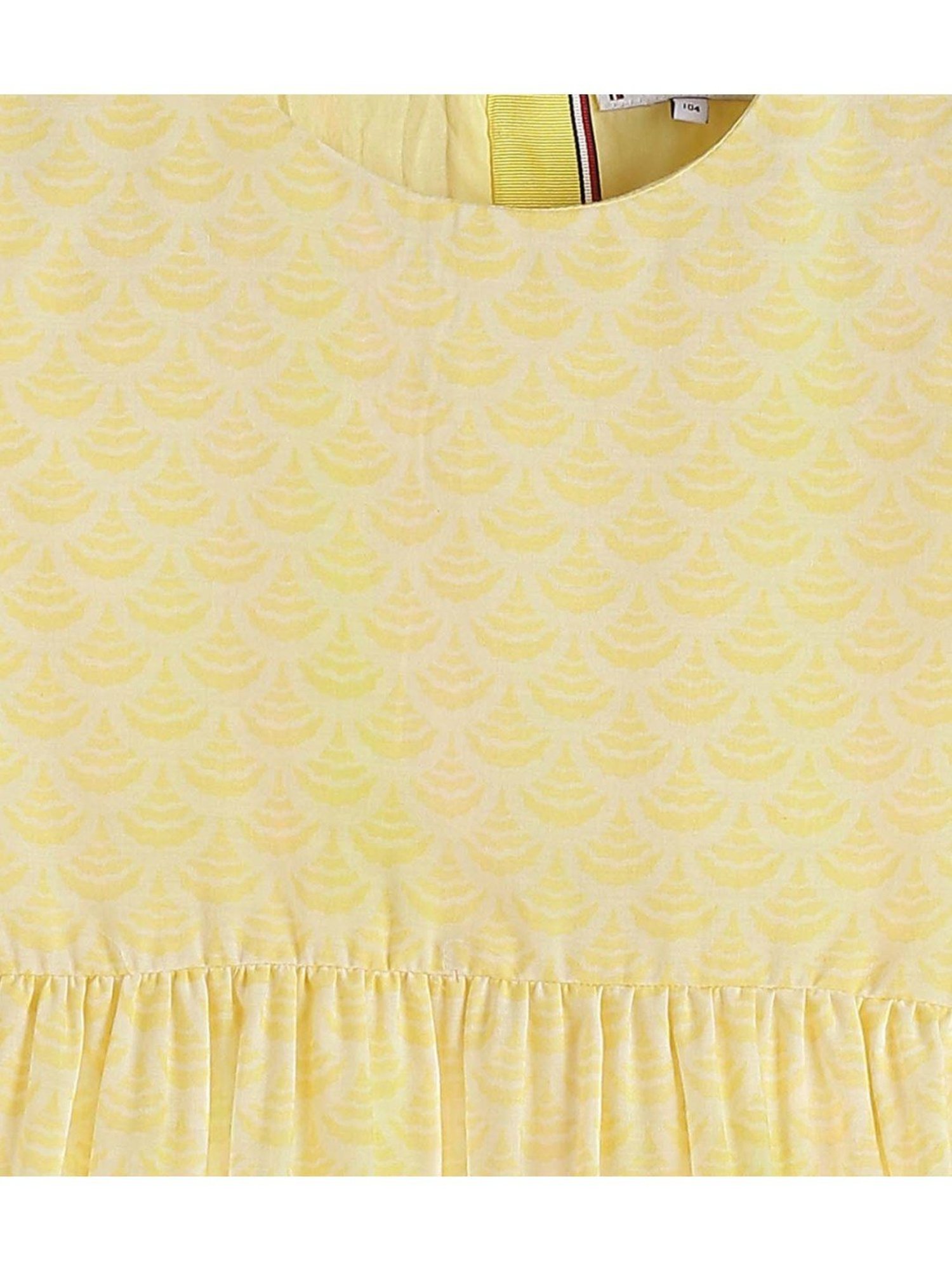Tommy Hilfiger Kids Yellow Printed Fitted Fit Dress