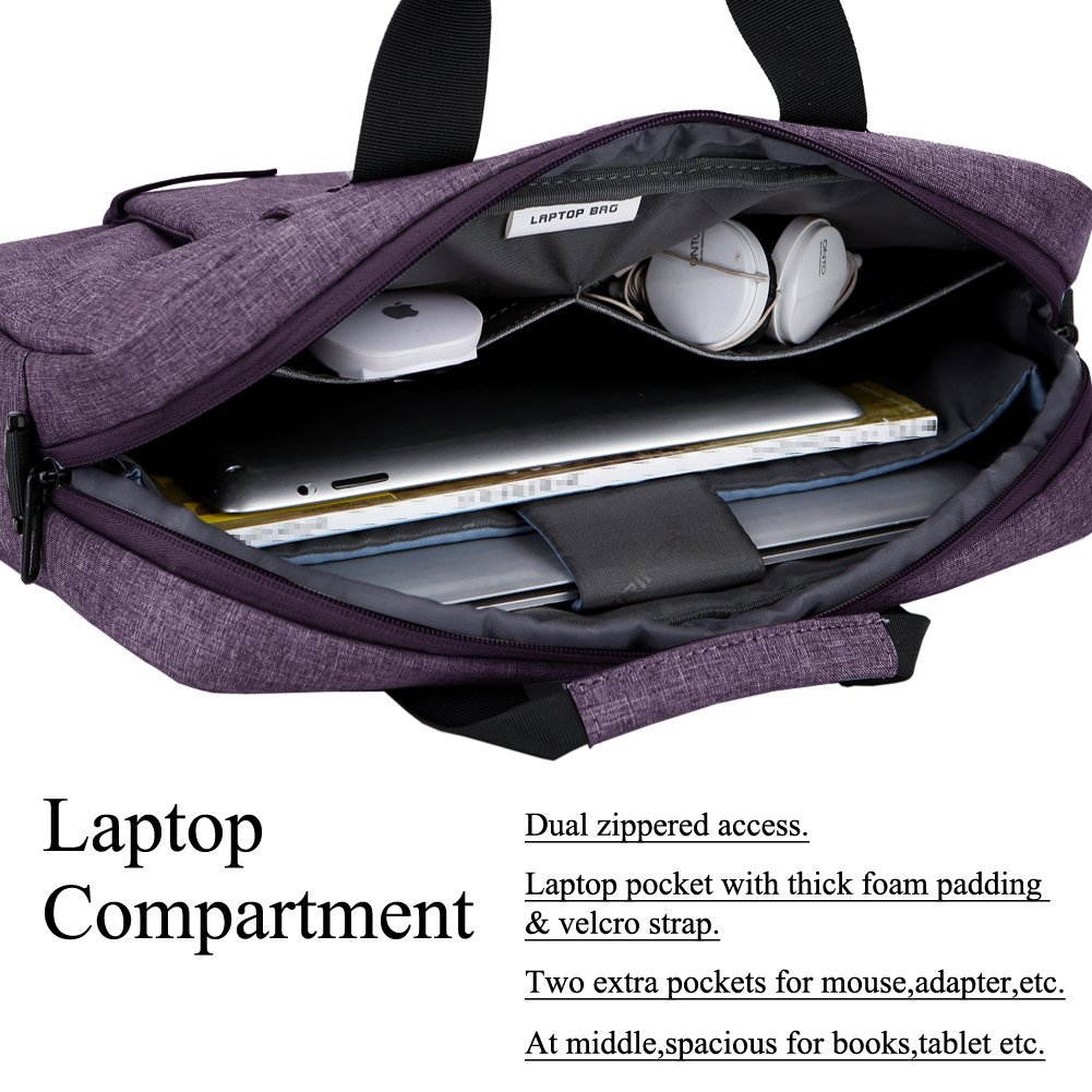 BRINCH Laptop Bag 13.3 Inch, Stylish Fabric Laptop Messenger Shoulder Bag Case Briefcase for 13 - 13.3 Inch Laptop / Notebook / MacBook / Ultrabook / Chromebook Computers (Black)