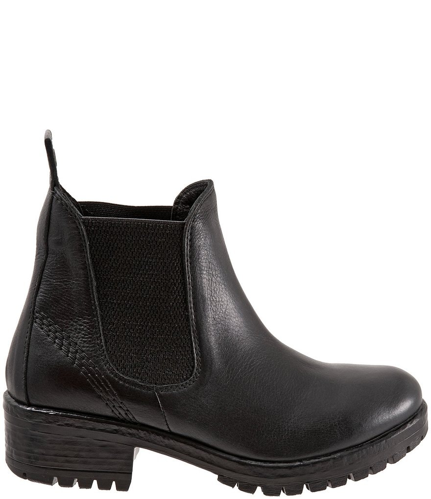Bueno Florida Leather Block Heel Lug Sole Chelsea Booties