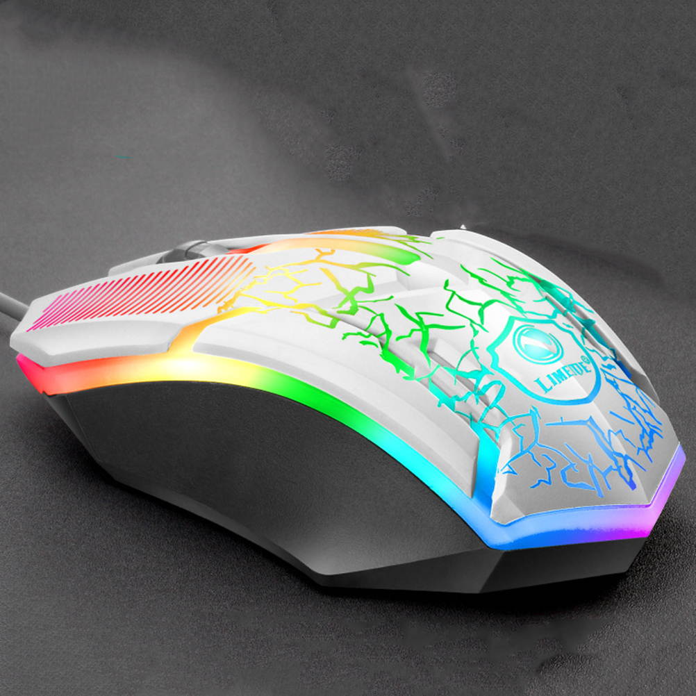 FRCOLOR Gaming Keyboard Mouse Set Rianbow Backlit Mechanical Keyboard With RGB LED - White
