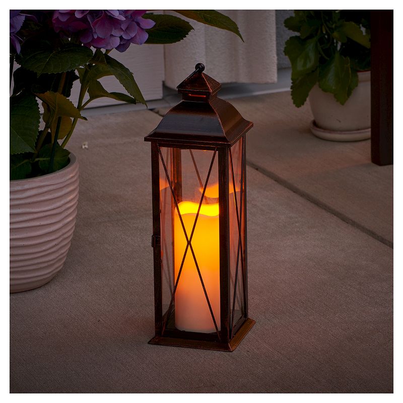 Siena 16" LED Candle Outdoor Lantern - Antique Brown - Smart Living