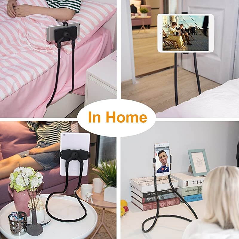 Cell Phone Holder Tablet Holder iPad Stand Universal Phone Stand Lazy Bracket DIY Free Rotating Gooseneck Mounts with Multiple Function