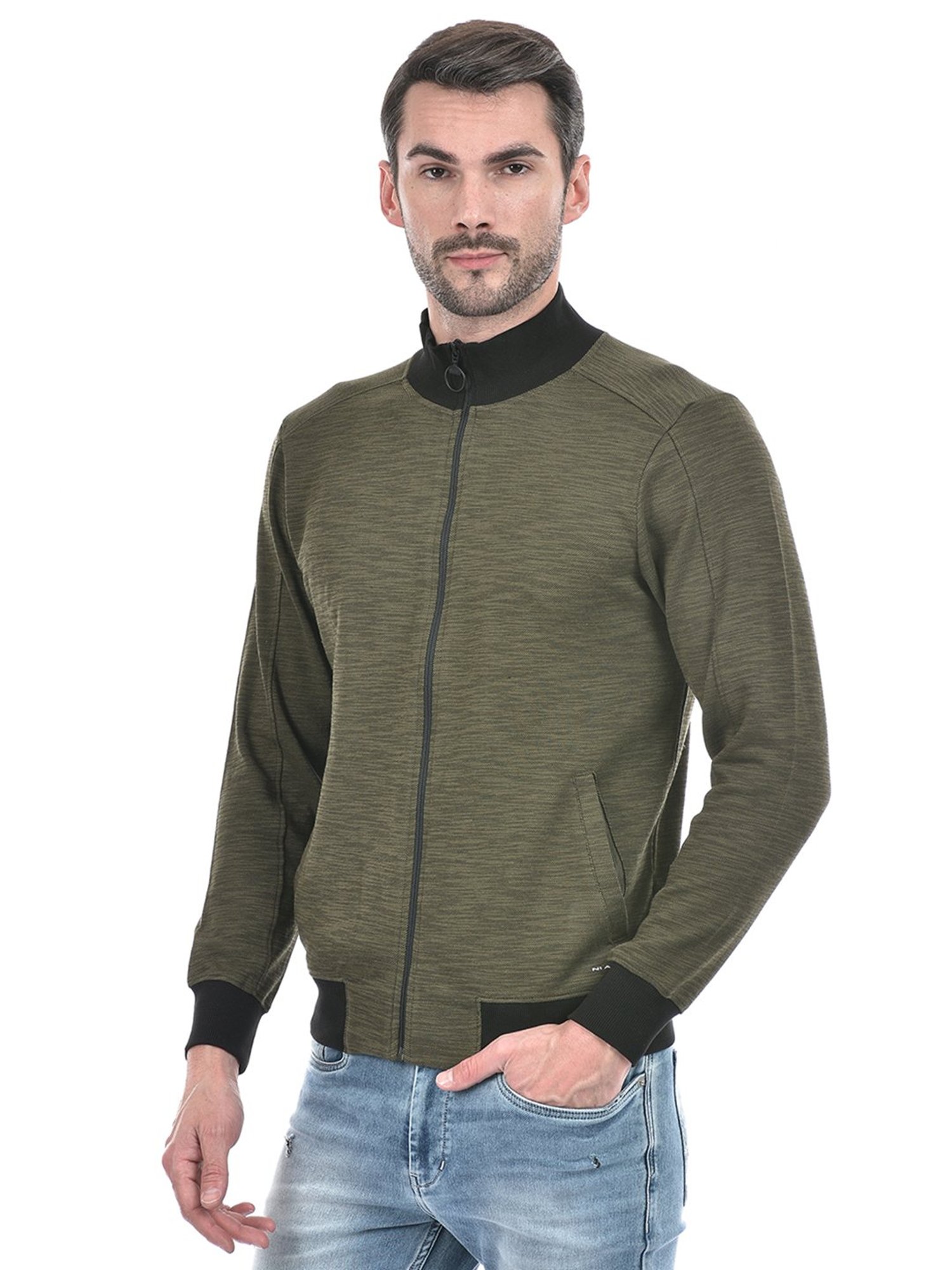 NUMERO UNO Olive Regular Fit Jacket