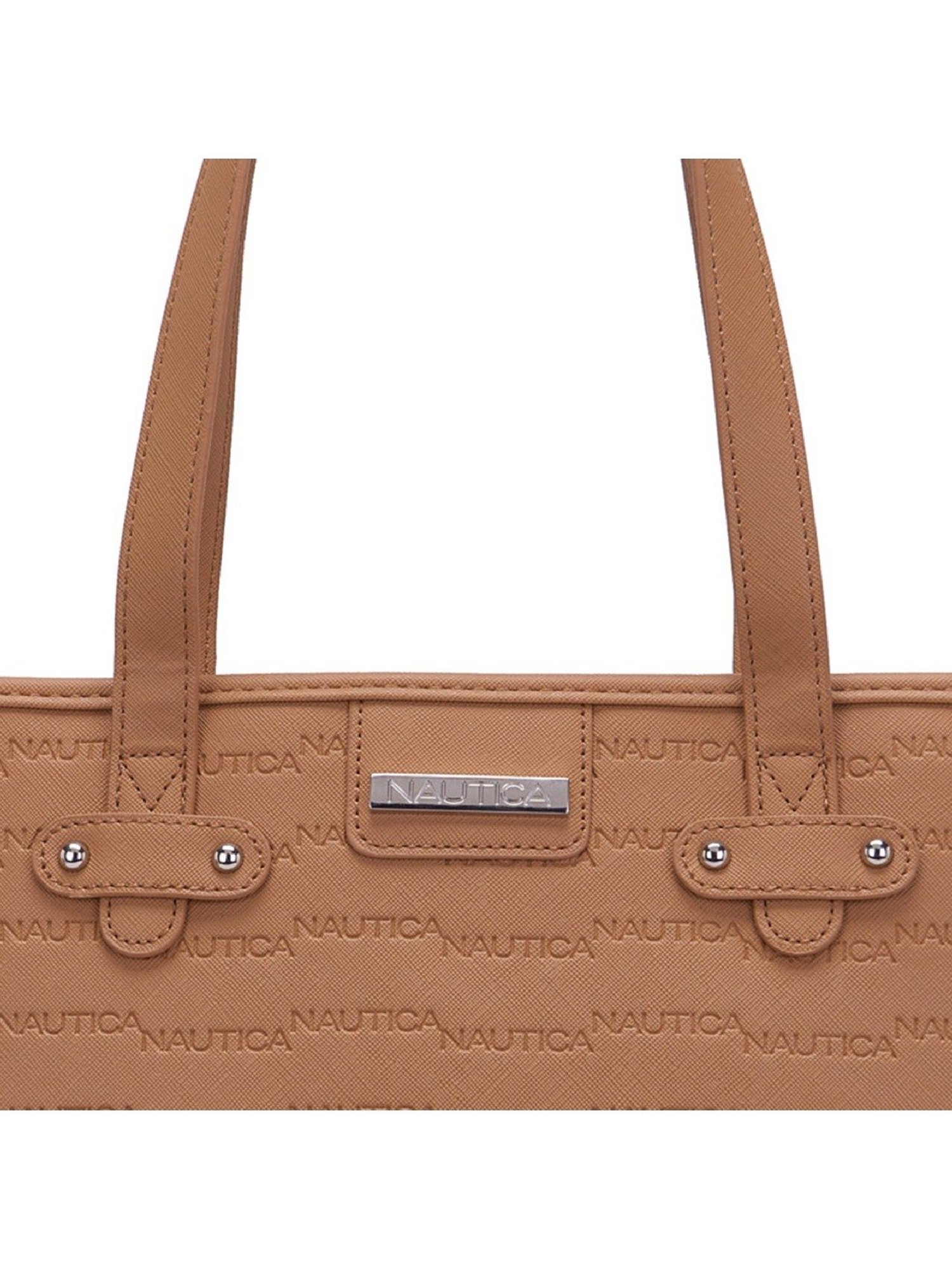 Nautica Taupe Solid Medium Tote Handbag