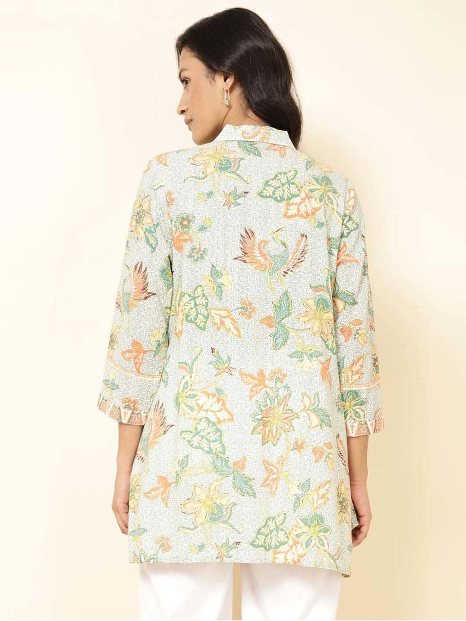 Fabindia Green Cotton Printed Tunic