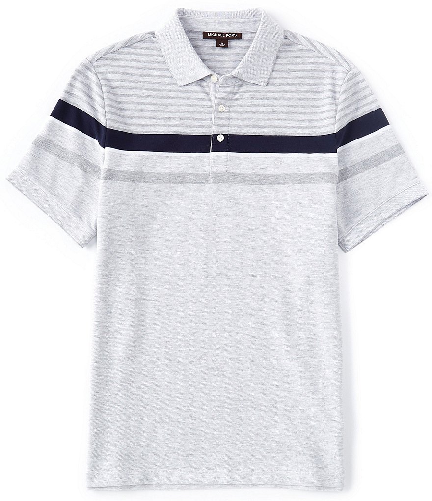 Michael Kors Birdseye Stripe Classic Fit Short-Sleeve Polo Shirt