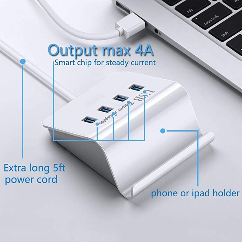 Charging Station, 4 Desktop Charging Station for Multiple Devices Compatible with Smart Phones, Speaker, Power Bank and More