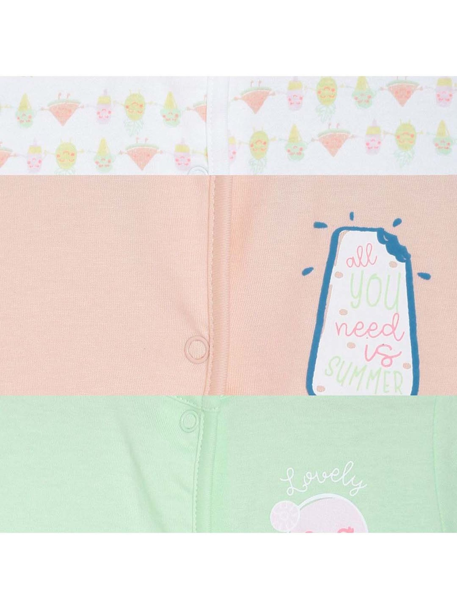 MINIKLUB Kids Multicolor Cotton Printed Top (Pack of 3)