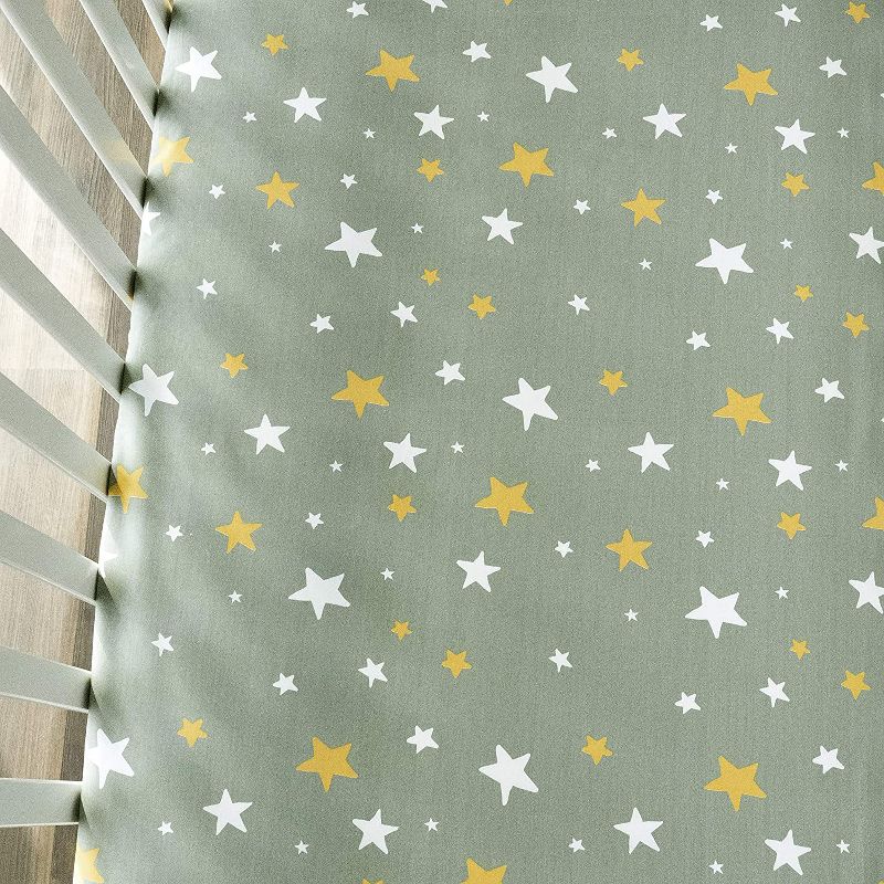 JumpOff Jo 100% Cotton Crib Sheet Set, Super Soft, Hypoallergenic, Breathable Crib Mattress Toppers, Lions & Stars, 2 Sheets