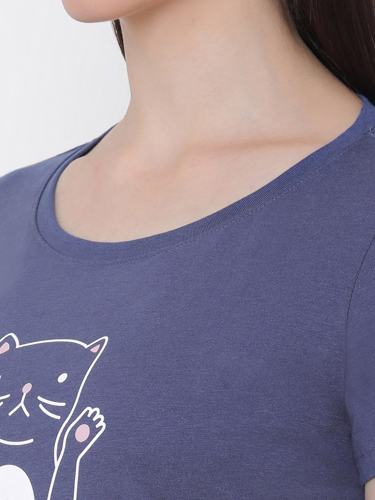 Soie  Blue Printed T-Shirt