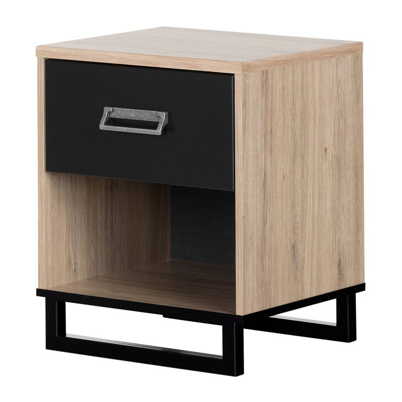 Induzy 1 Drawer Nightstand Rustic Oak and Matte Black - South Shore