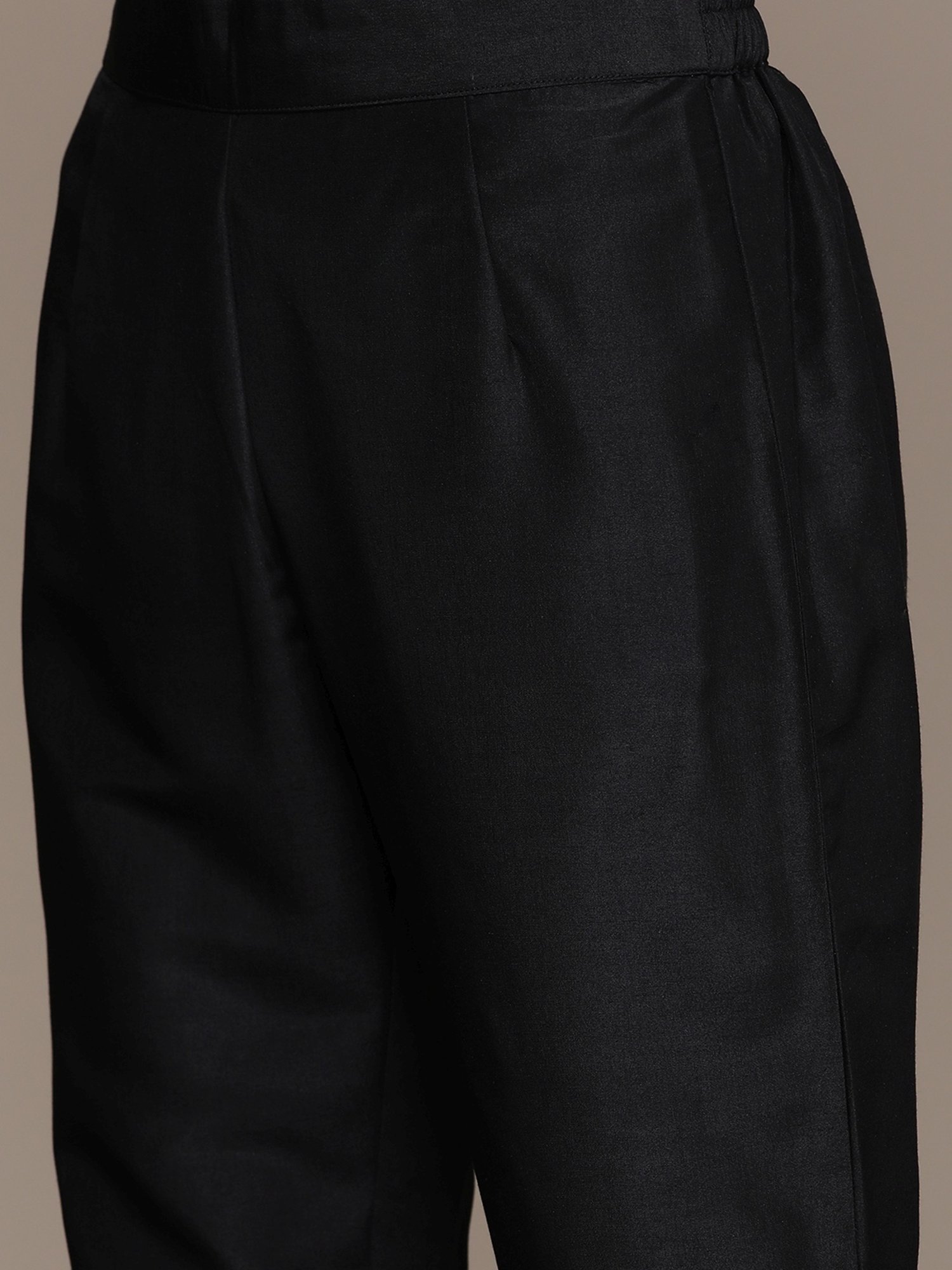 Ziyaa Black Woven Pattern Kurta Pant Set With Dupatta