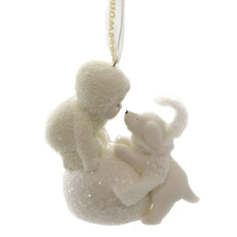 Dept 56 Snowbabies 3.0" Let's Make A Snowball Ornament Puppy  Scarf  -  Tree Ornaments