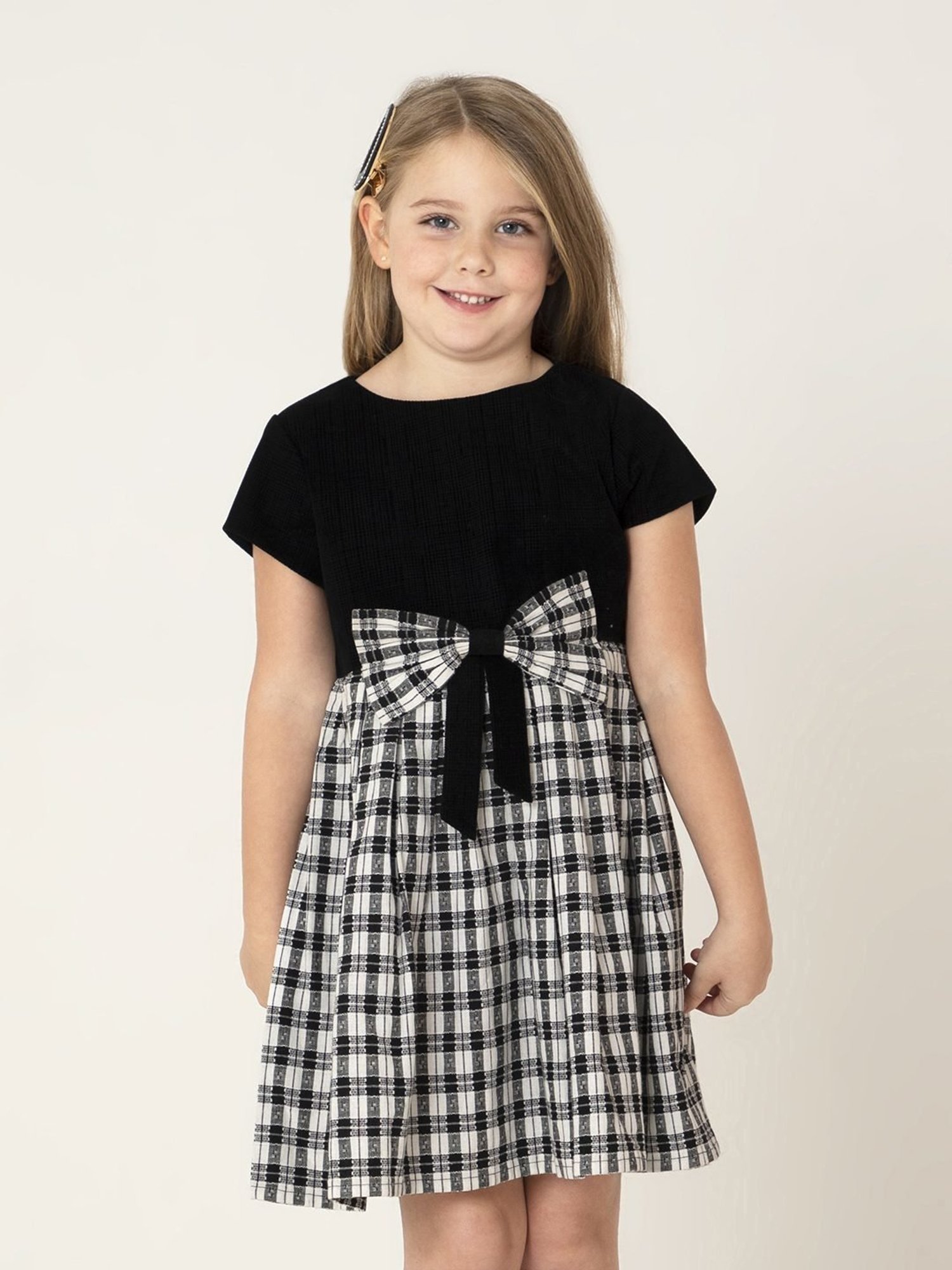 Cherry Crumble By Nitt Hyman Kids Black Cotton Textured Dress