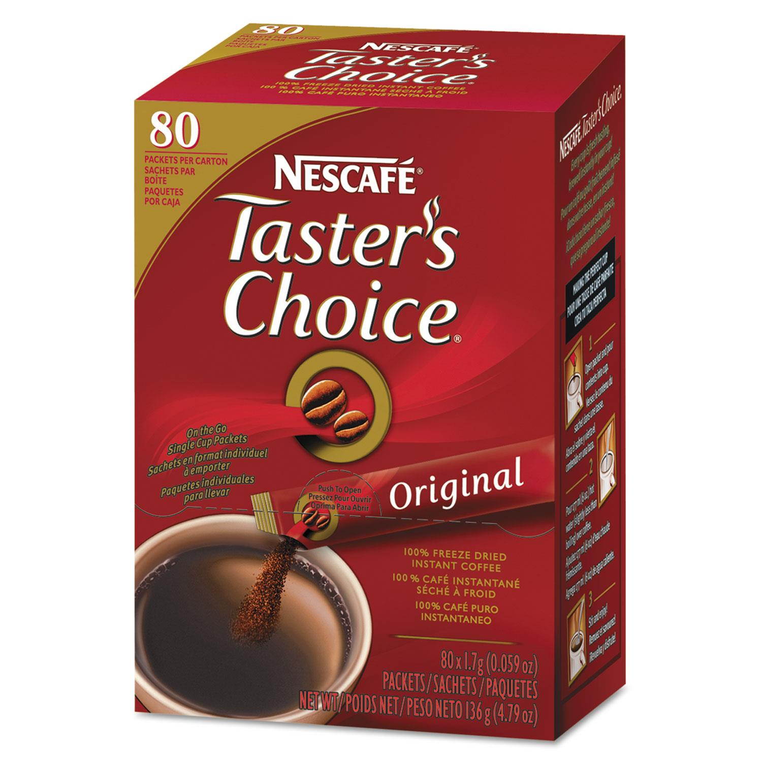 Nescafe 15782 Premium Instant-Coffee Single-Serve Sticks, Original Blend, .06oz, 80/Box