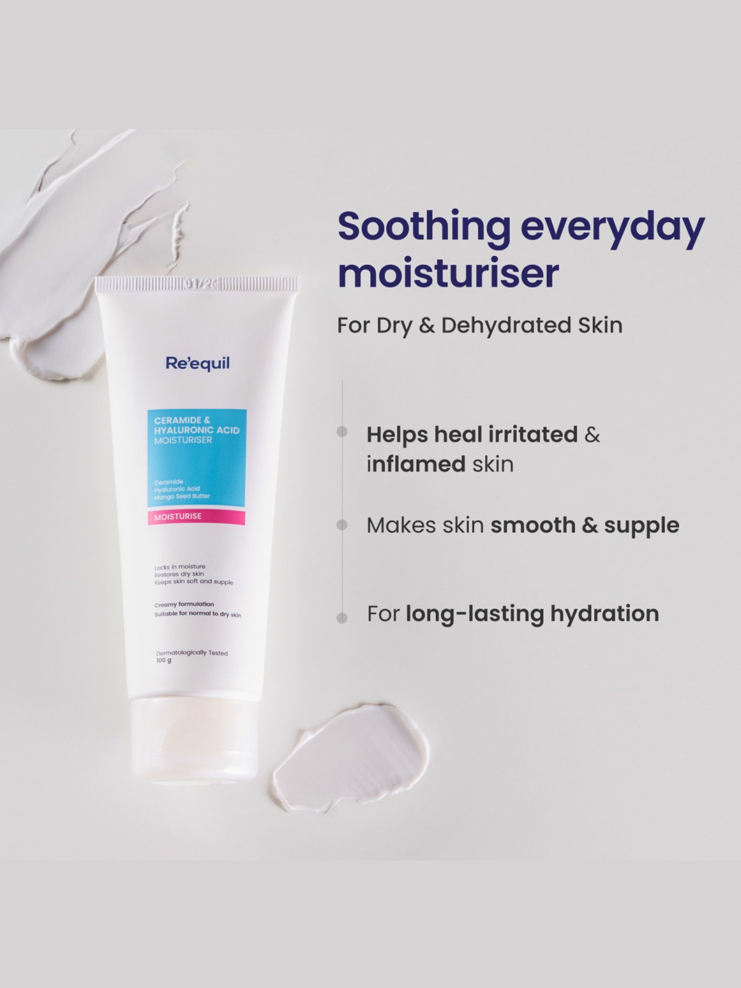 Re'equil Ceramide & Hyaluronic Acid Moisturiser - 100 gm