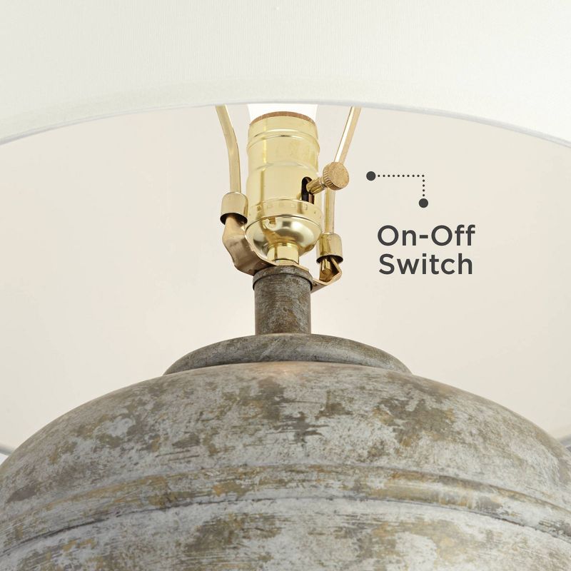 John Timberland Rustic Table Lamp Southwest Faux Mottled Stone Cream Linen Drum Shade Living Room Bedroom Bedside Office Family