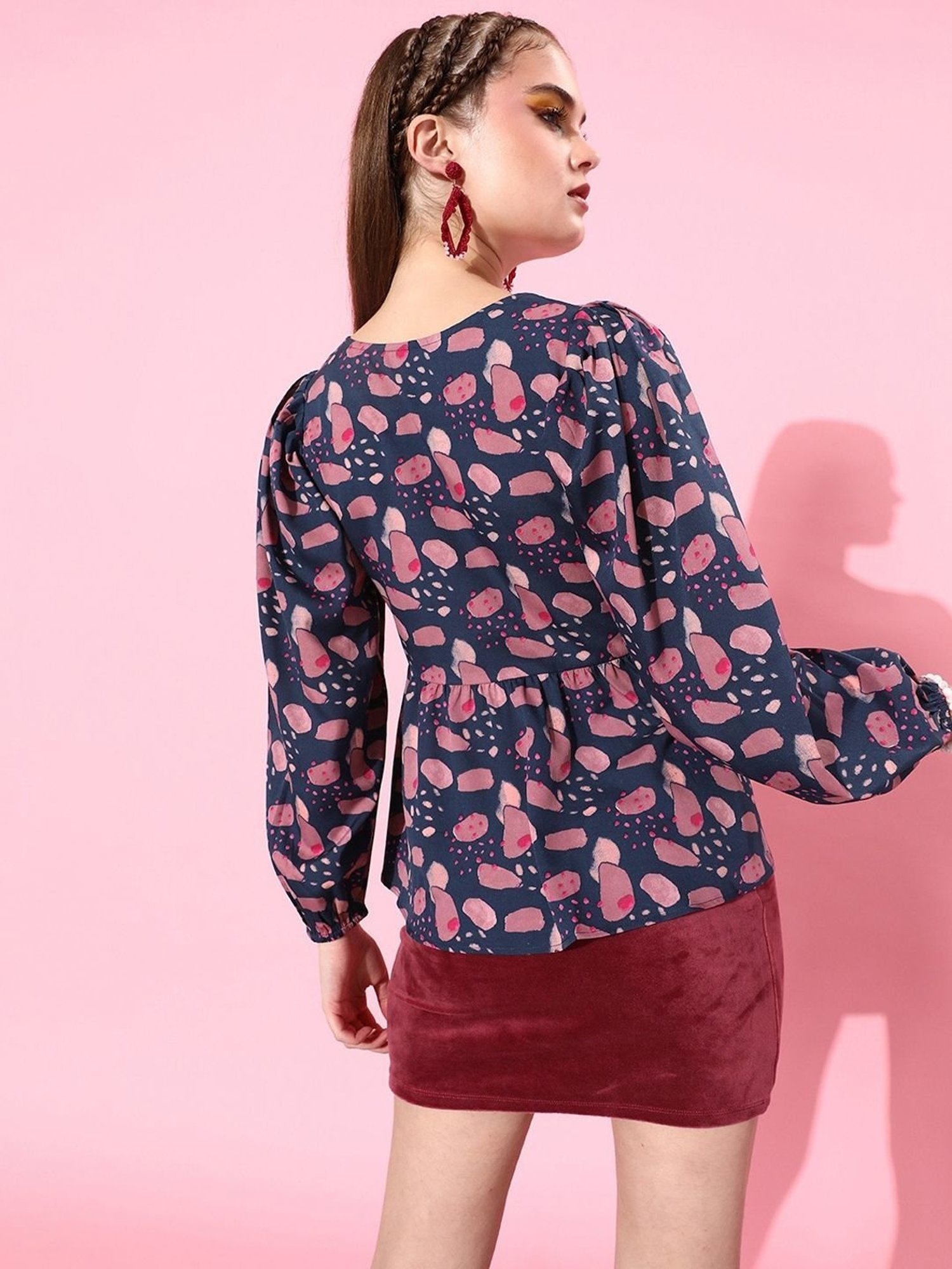 Style Quotient Navy Printed Top