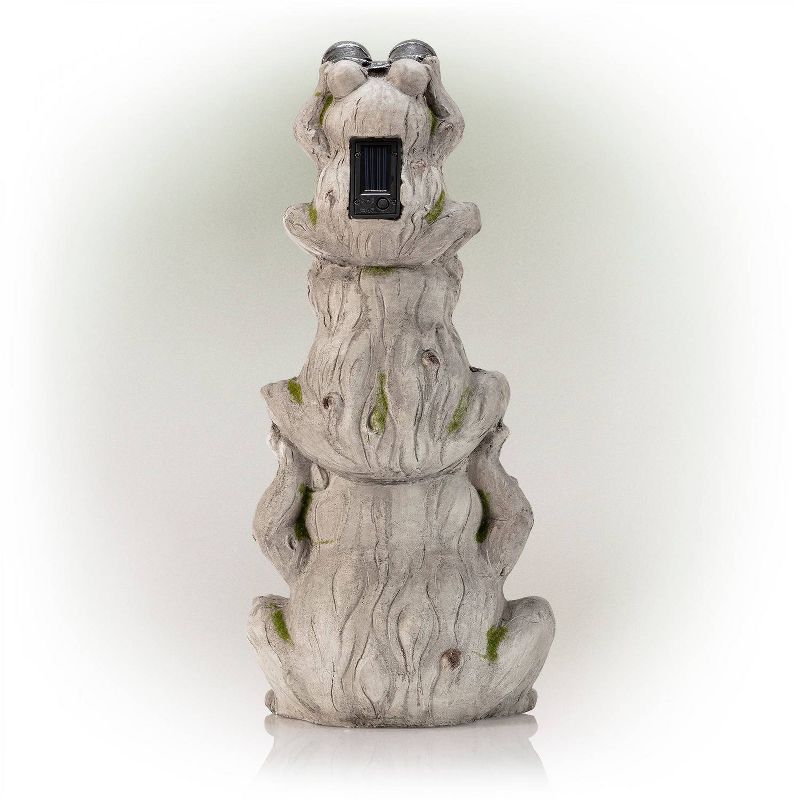 Alpine 23" Magnesium Oxide Solar Three Stack Frogs with LED Light Statue