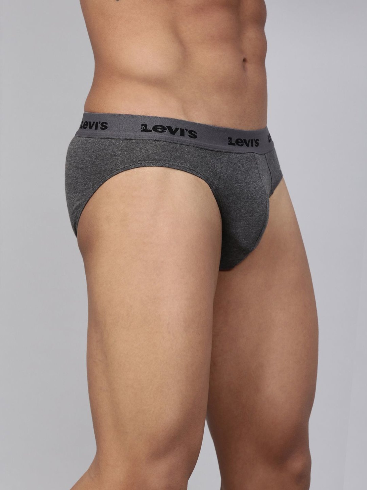 Levi's Grey Cotton Regular Fit Briefs - Pack Of 2