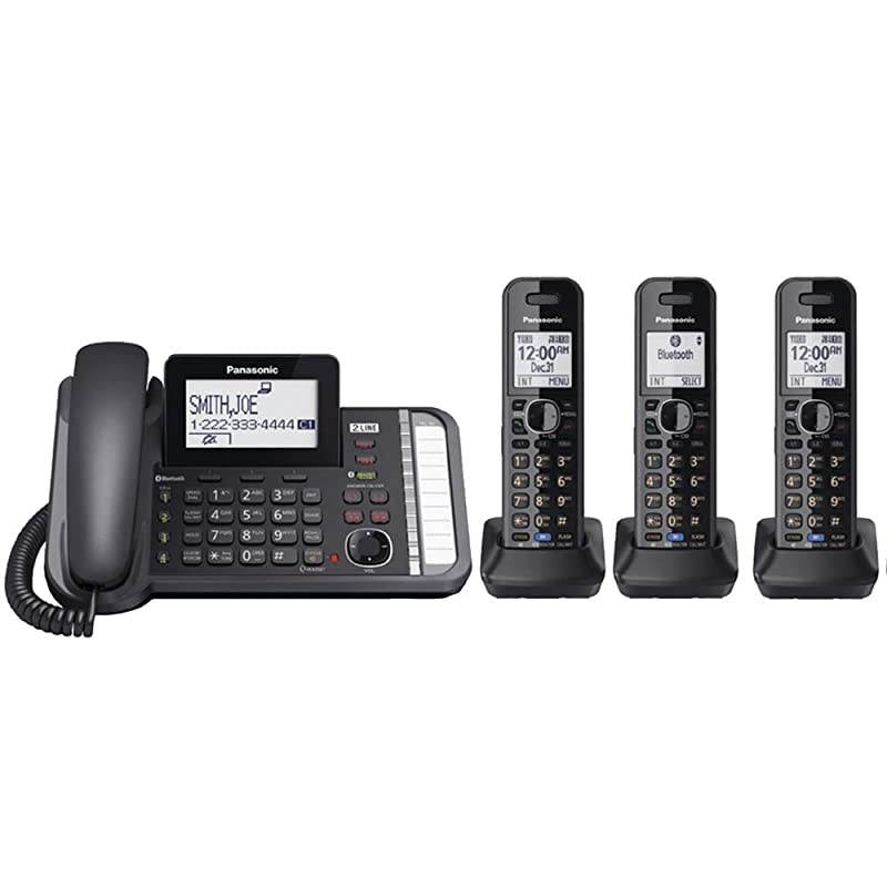 KX-TG9582B + 1 KX-TGA950B 2-Line DECT 6.0 System 3-Way Conferencing Talking Caller ID Noise Reduction Corded/Cordless Combination Telephone