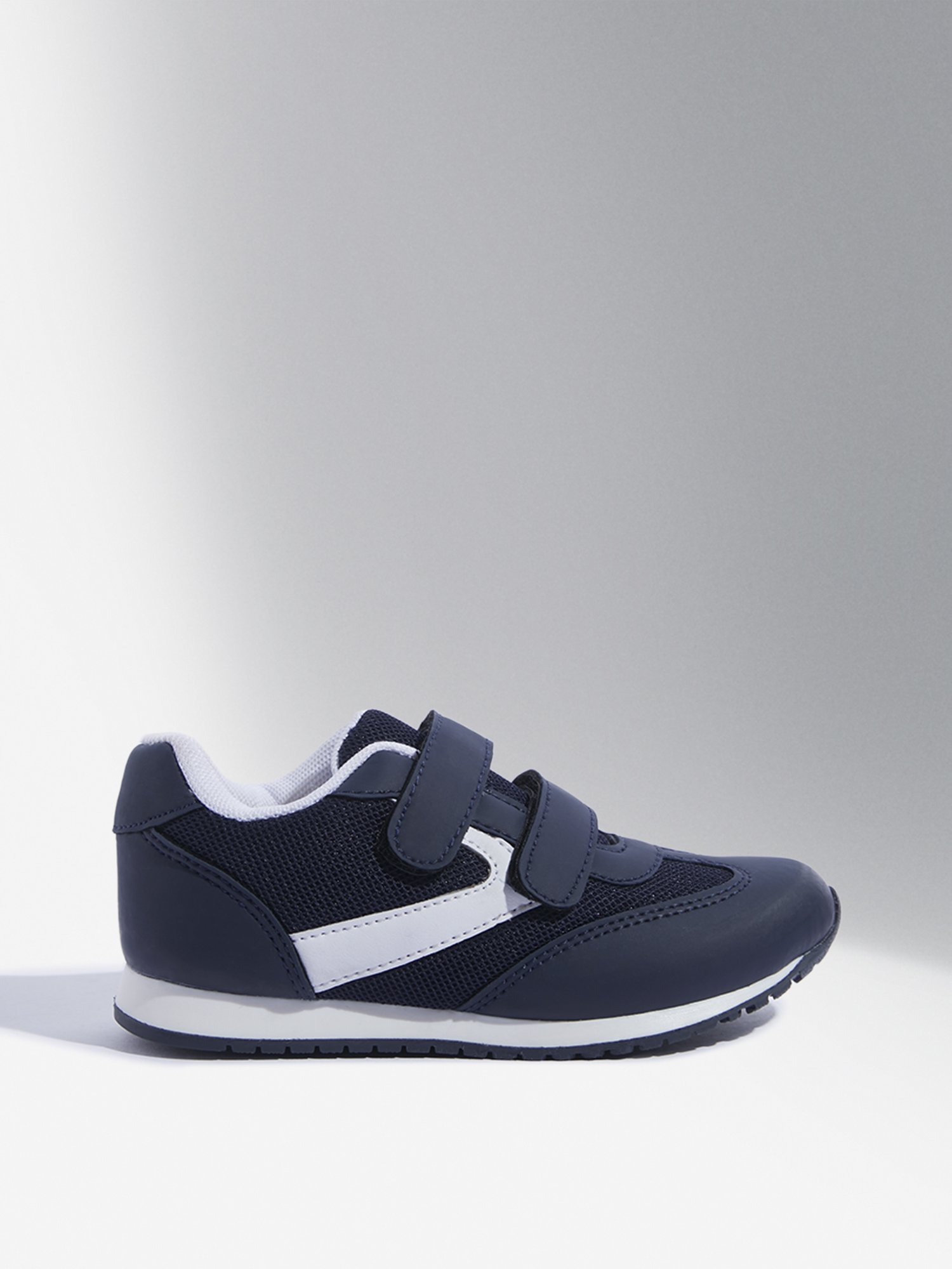 Yellow by Westside Navy Mesh Design Velcro Shoes