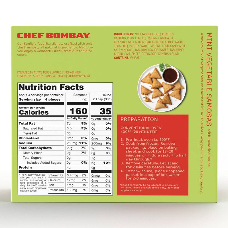 Chef Bombay Frozen Mini Vegetable Samosas - 12.3oz