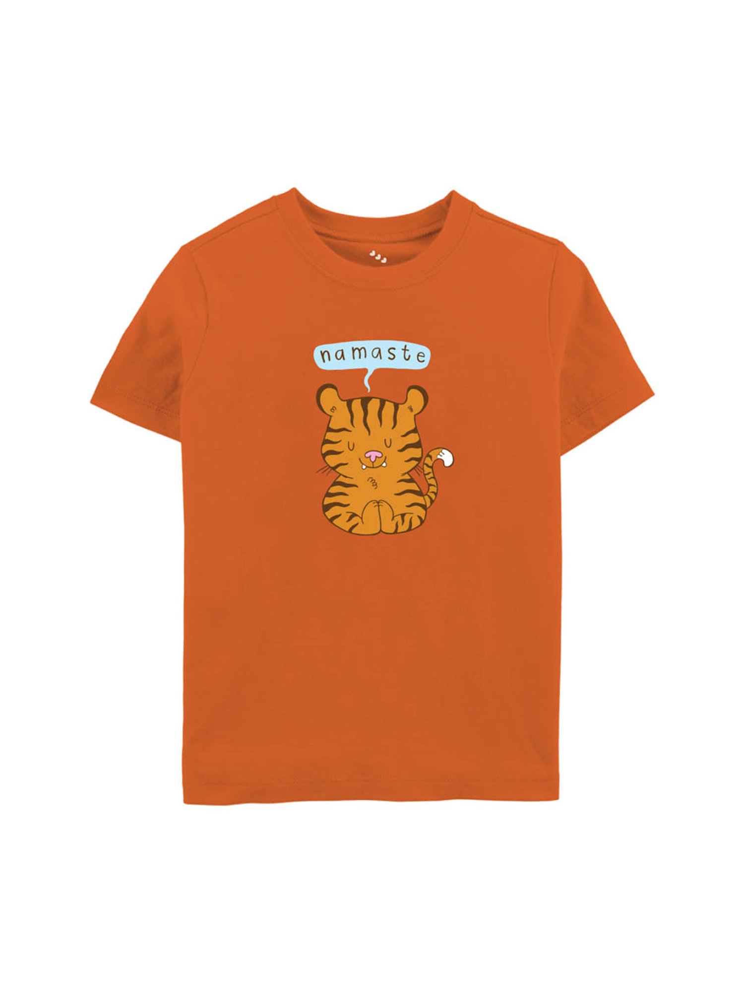 Zeezeezoo Kids Orange Namaste- Tiger Printed T-shirt