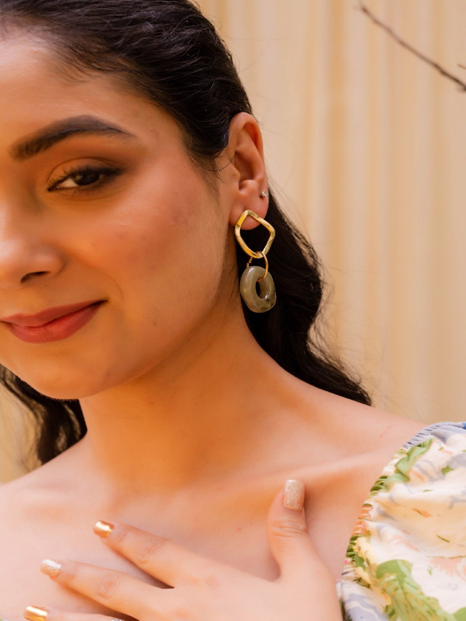 Jewelz Western Style Green Colored Earrings for Girls & Women