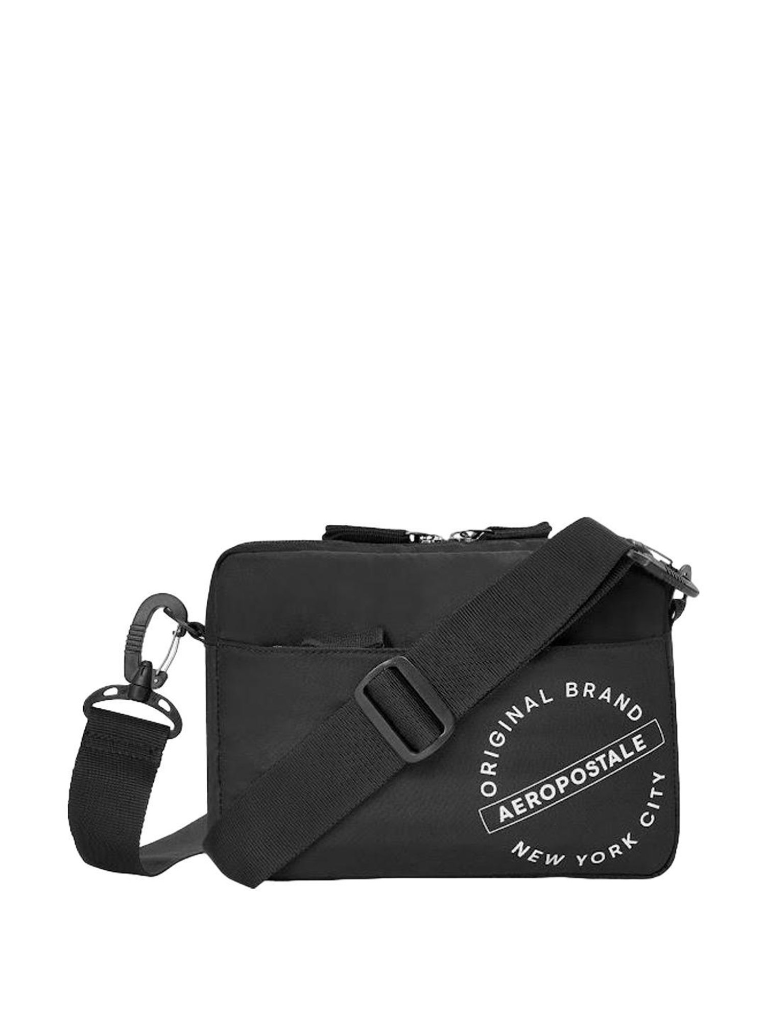 Aeropostale Aaron Black Polyester Solid Cross Body Bag