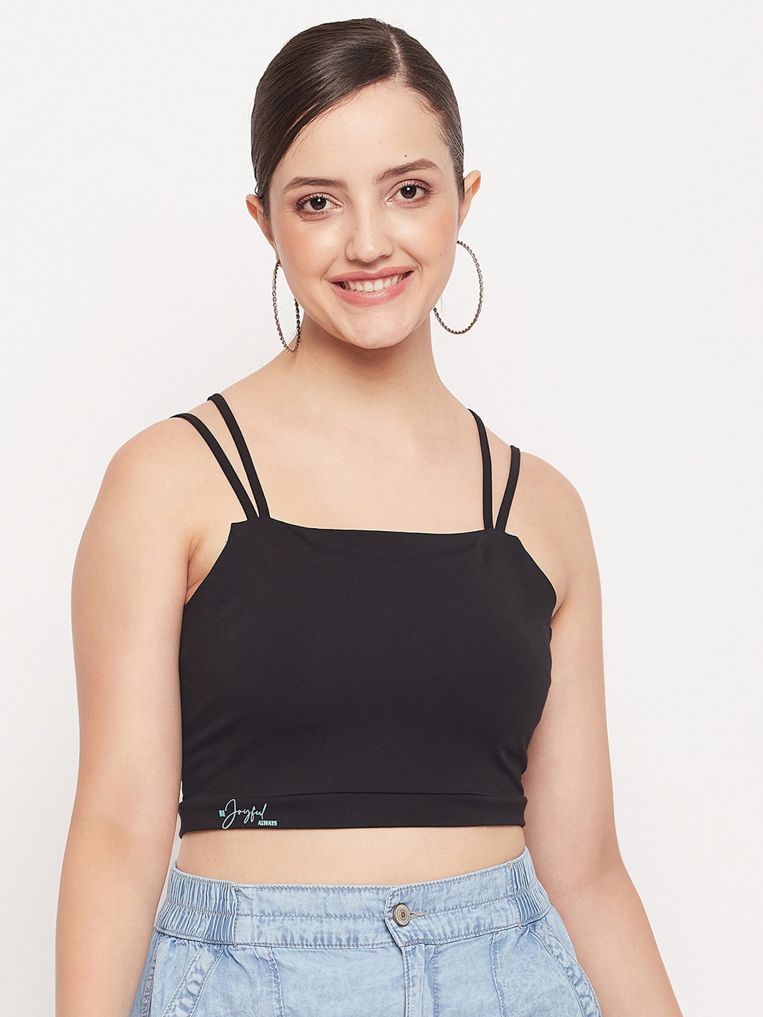 MADAME Black Relaxed Fit Crop Top