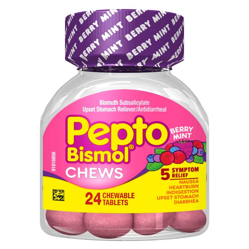 Pepto-Bismol Cool Chewable Tablets - Berry Mint - 24ct