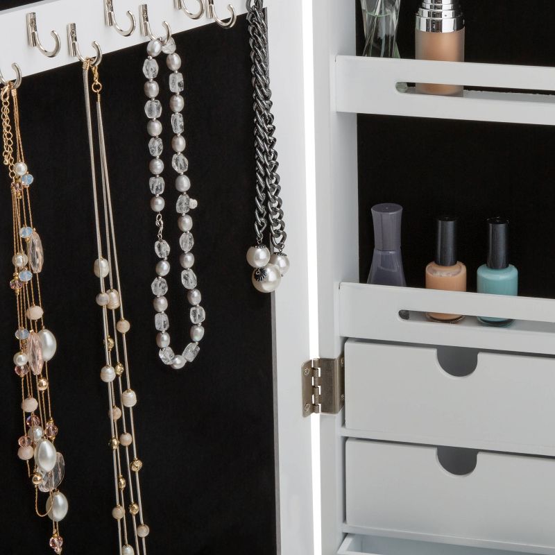 Ruby+Cash Mirrored Jewelry Armoire White