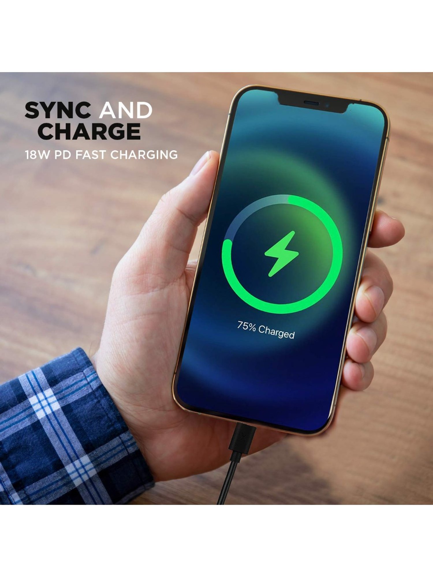 Moerdon SCB138 Fast Charging Data transfer Cable with LED indicator (Black)